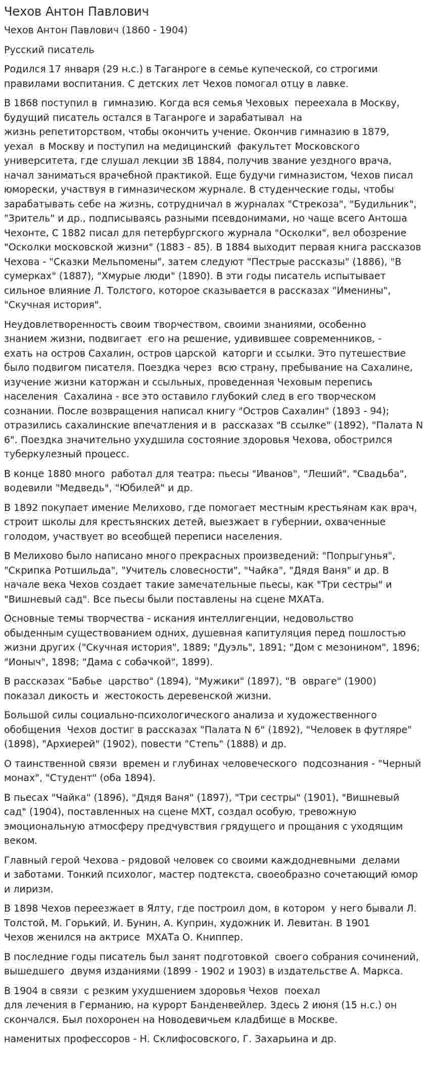 Чехов Антон Павлович