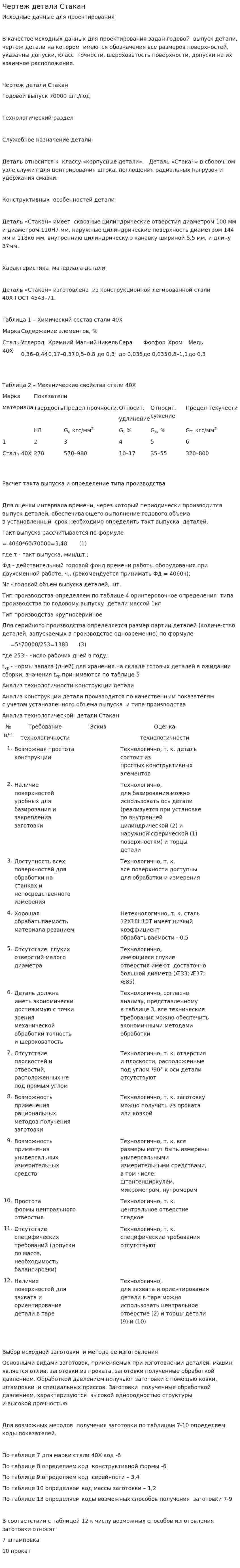 Чертеж детали Стакан