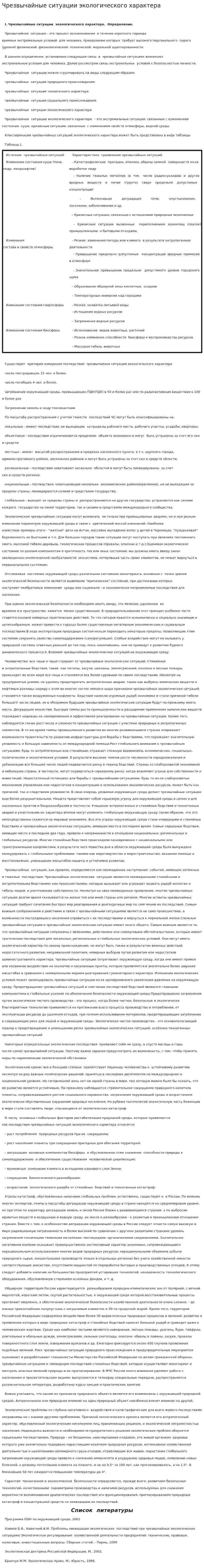 Чрезвычайные ситуации экологического характера. 2