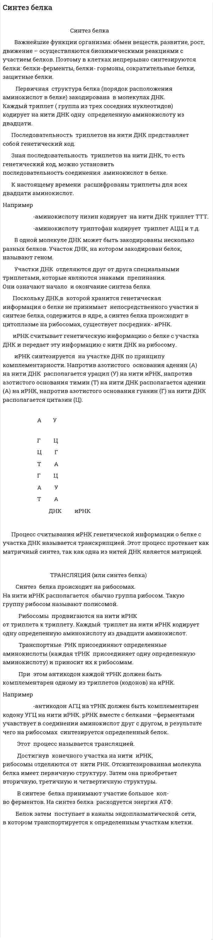 Cинтез белка