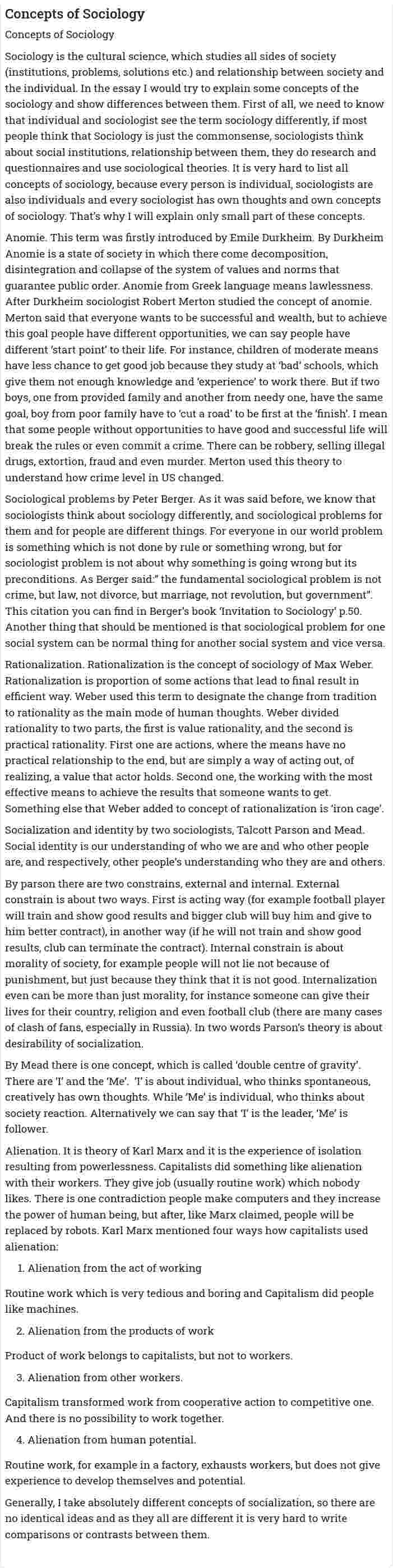 Concepts of Sociology