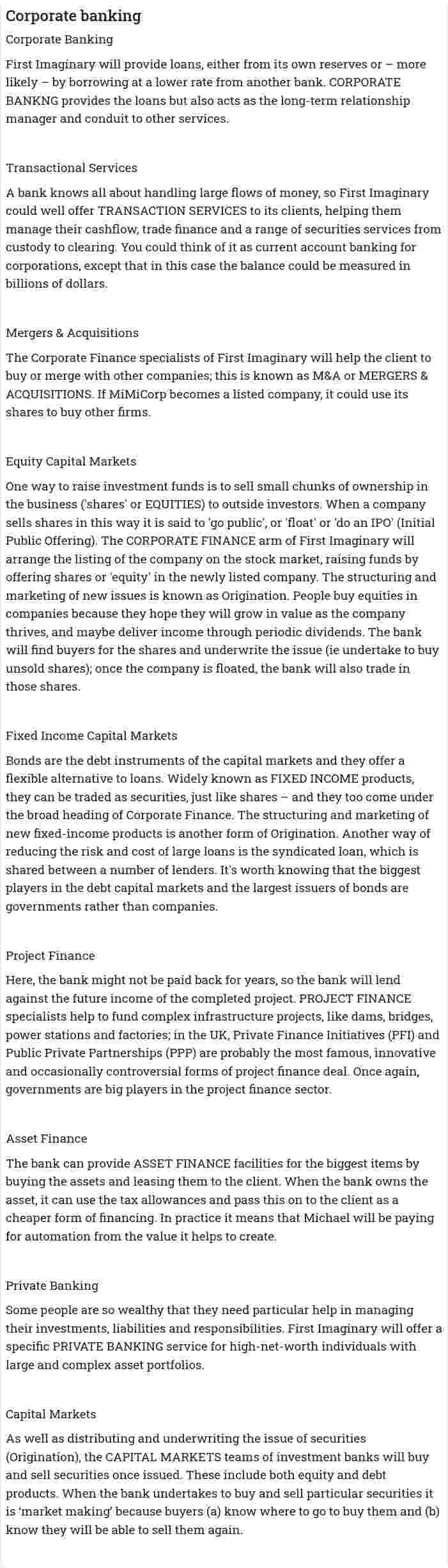 Corporate banking