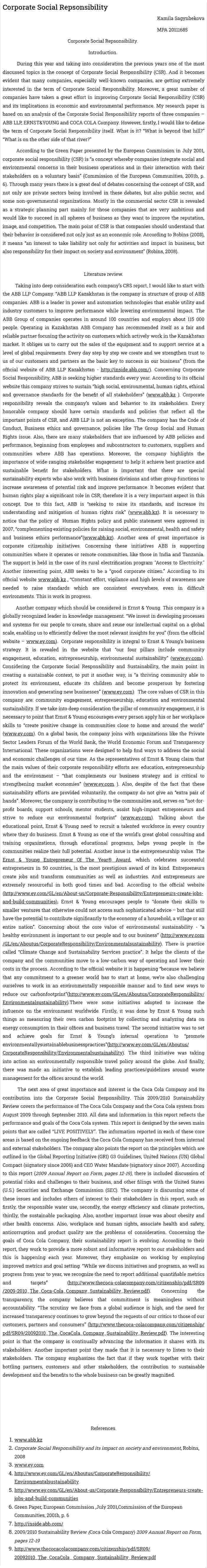 Corporate Social Repsonsibility