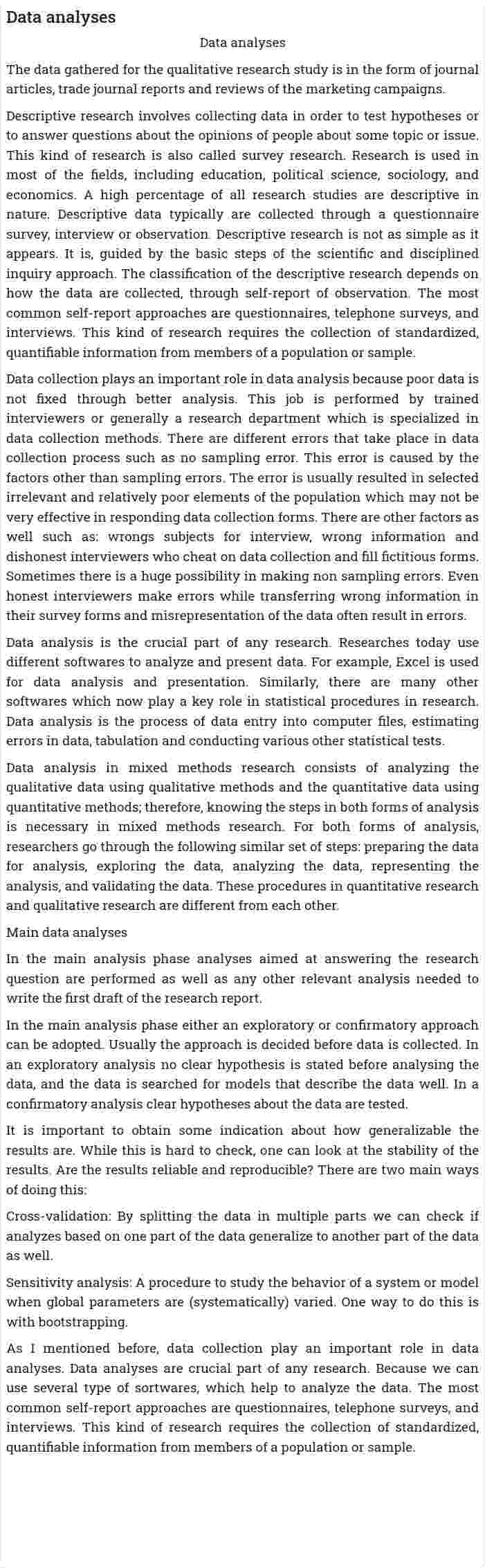 Data analyses