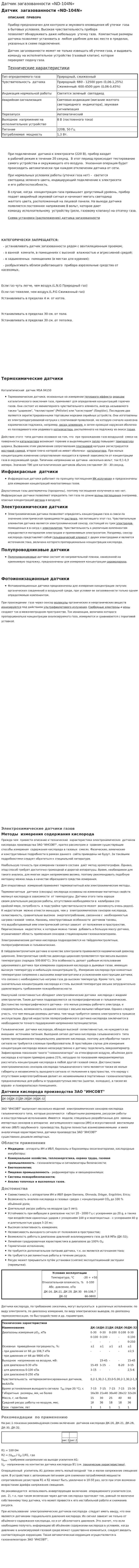 Датчик загазованности «ND-104N»