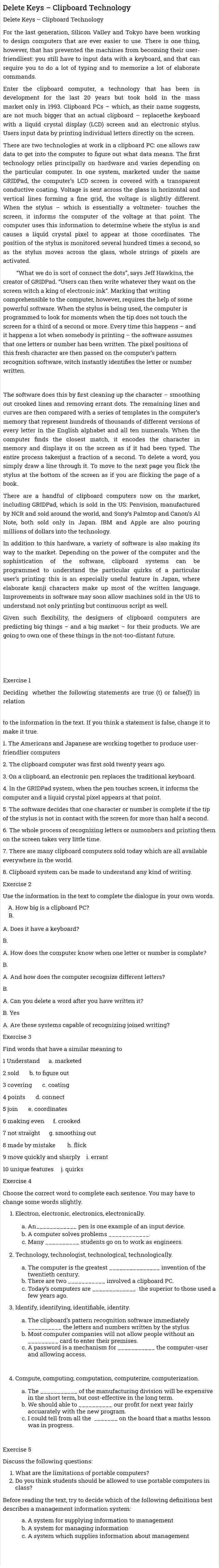 Delete Keys – Clipboard Technology