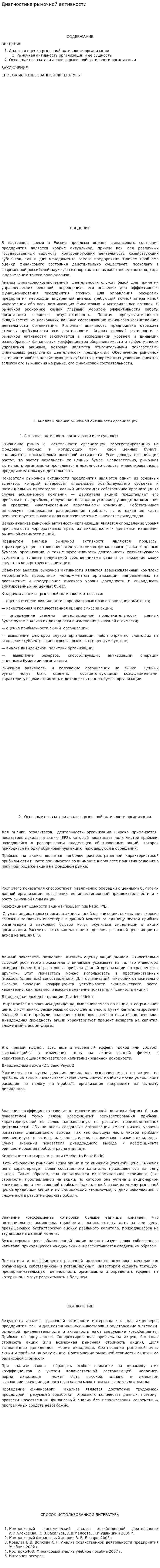 Диагностика рыночной активности