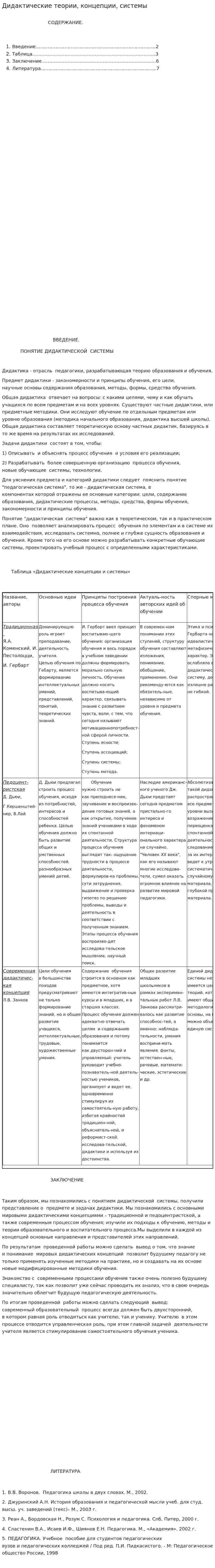 Дидактические теории, концепции, системы