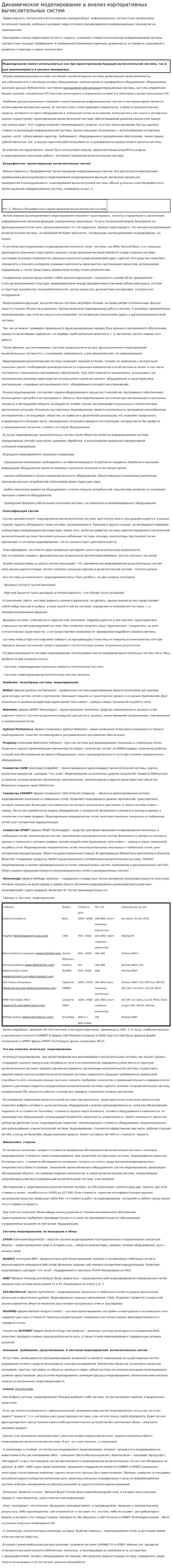 Динамическое моделирование и анализ корпоративных вычислительных систем