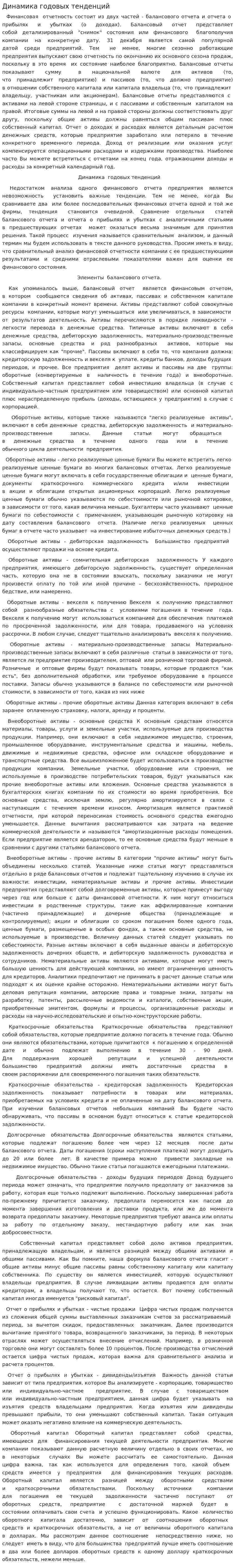 Динамика годовых тенденций