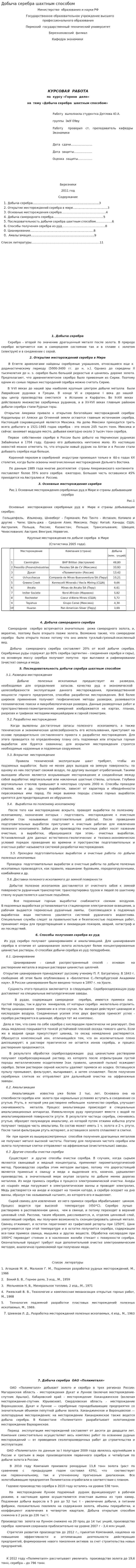 Добыча серебра шахтным способом