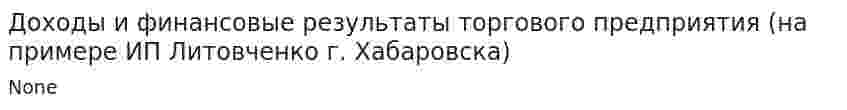 Доходы и финансовые результаты торгового предприятия (на примере ИП Литовченко г. Хабаровска)