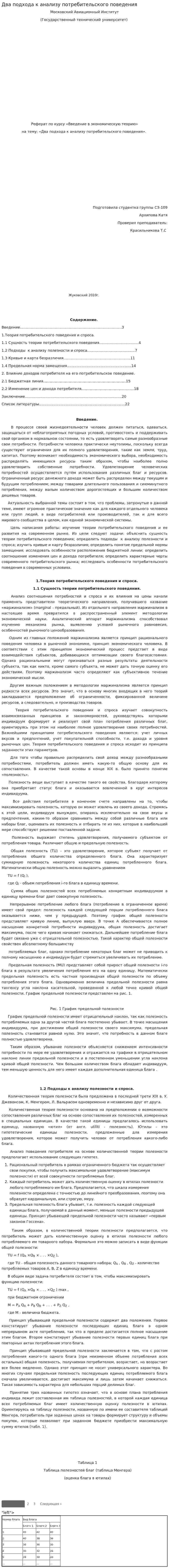 Два подхода к анализу потребительского поведения. 2