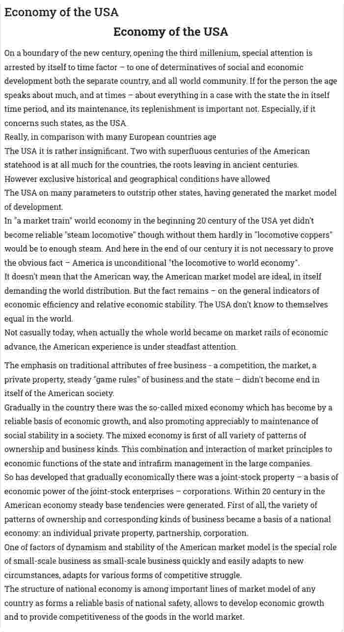Economy of the USA