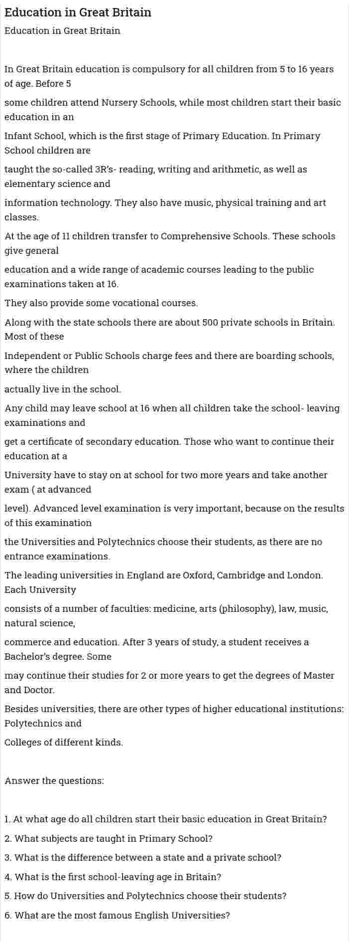 Education in Great Britain. 3