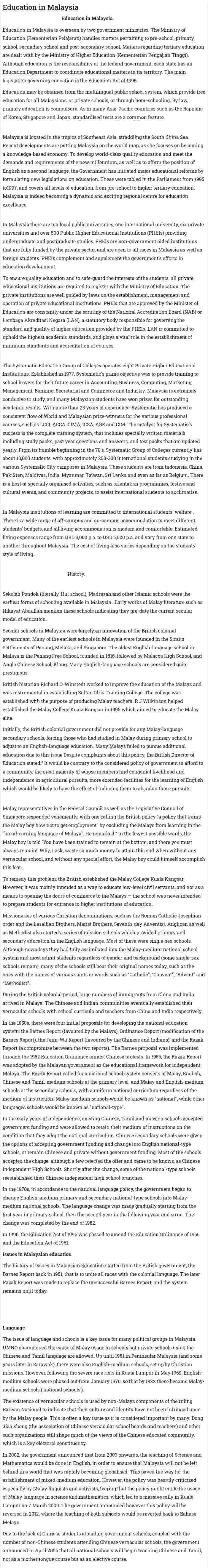 Education in Malaysia