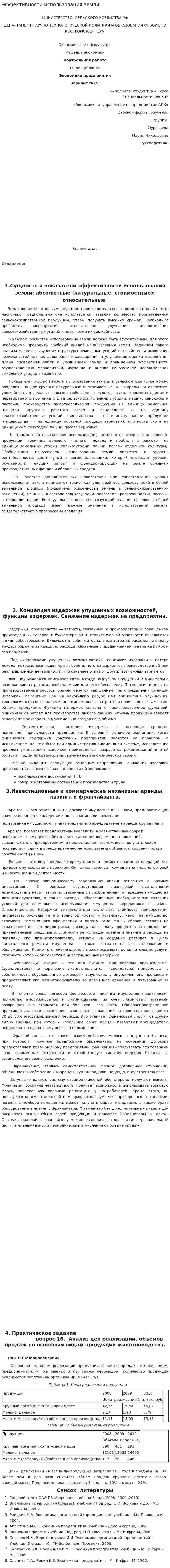 Эффективности использования земли