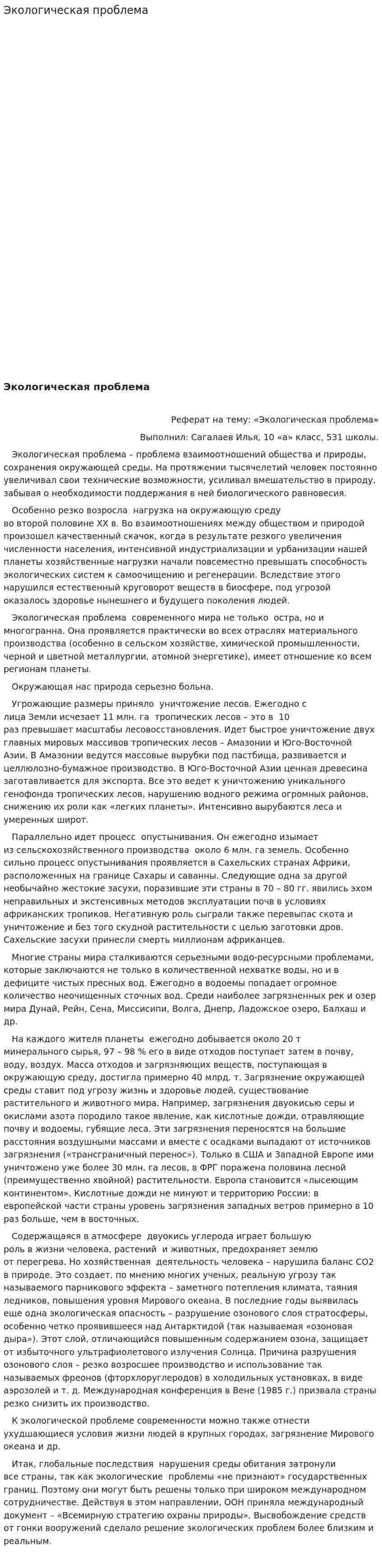 Экологическая проблема