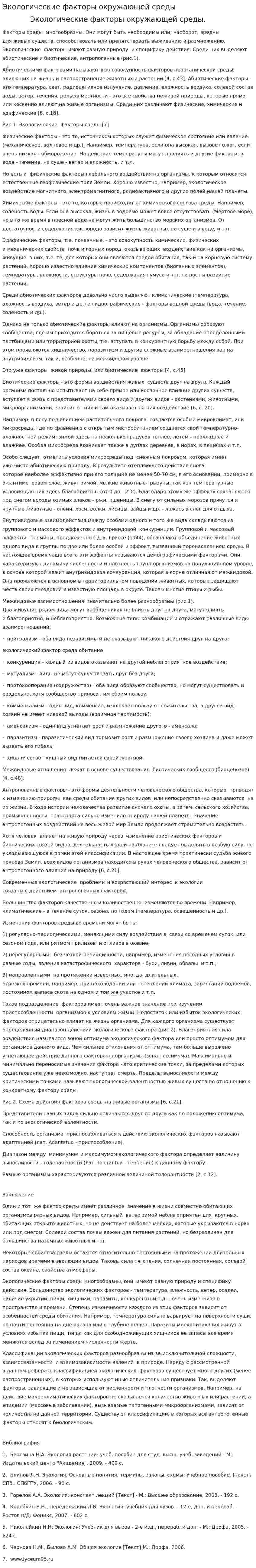 Экологические факторы окружающей среды