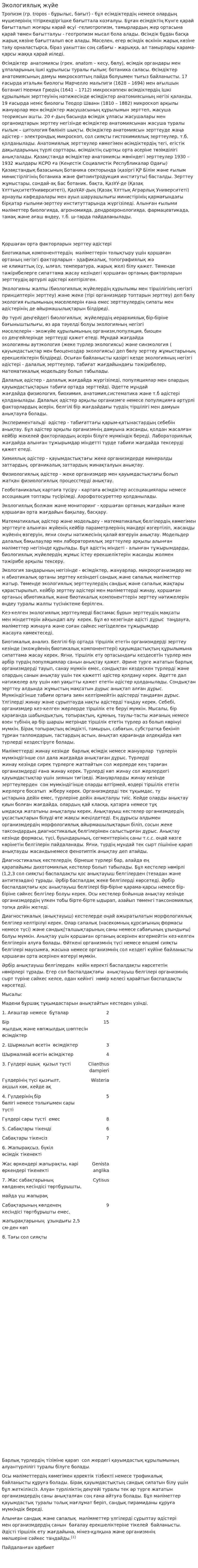 Экологиялық жүйе. 2