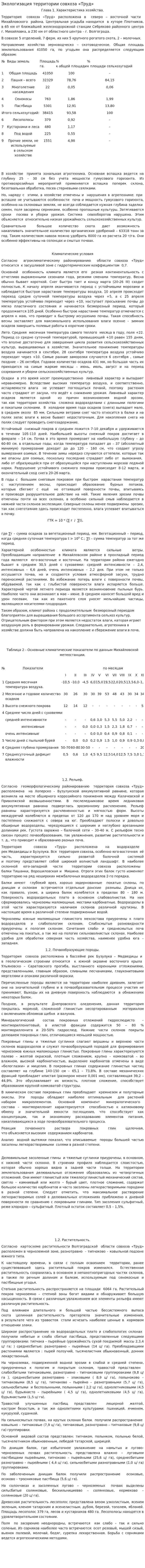 Экологизация территории совхоза «Труд»