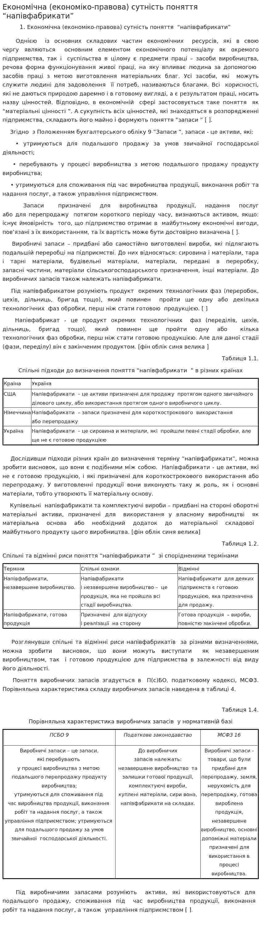 Економічна (економіко-правова) сутність поняття “напівфабрикати”