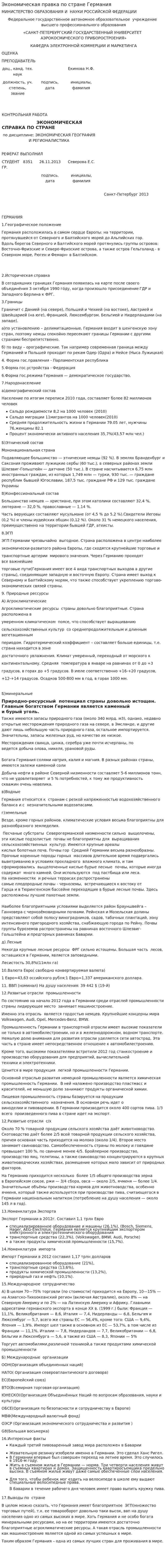 Экономическая правка по стране Германия