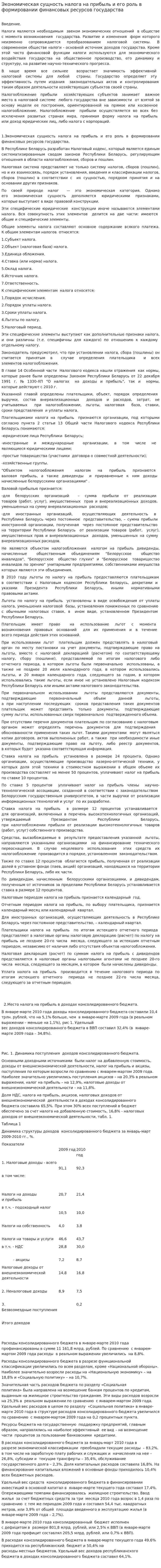 Экономическая сущность налога на прибыль и его роль в формировании финансовых ресурсов государства