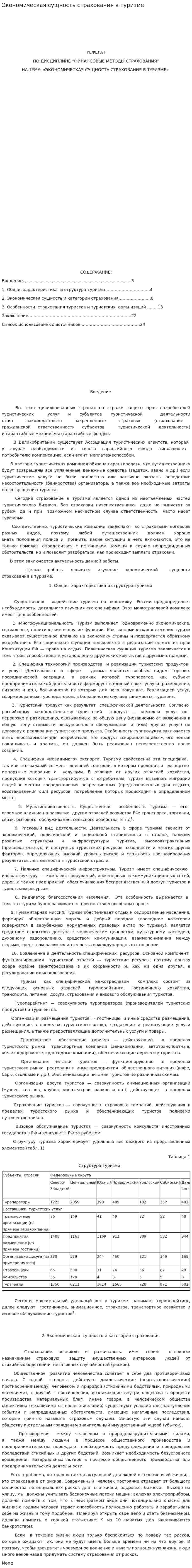 Экономическая сущность страхования в туризме