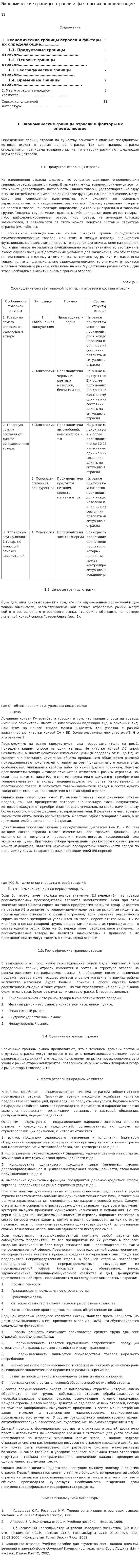 Экономические границы отрасли и факторы их определяющие