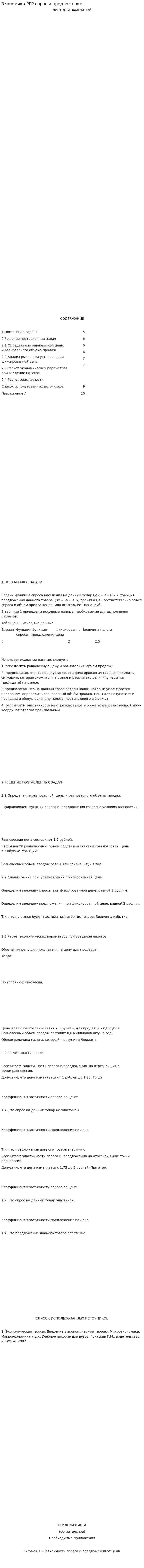 Экономика РГР спрос и предложение