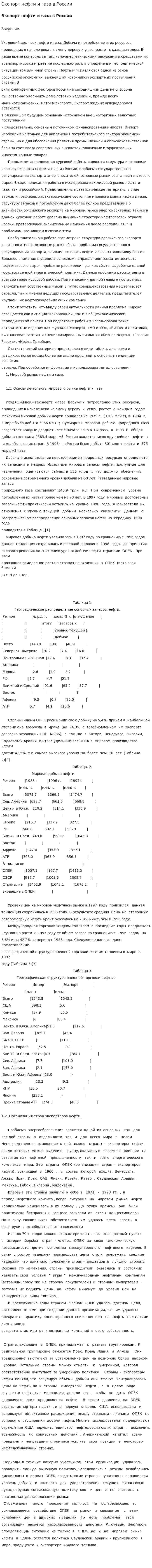 Экспорт нефти и газа в России