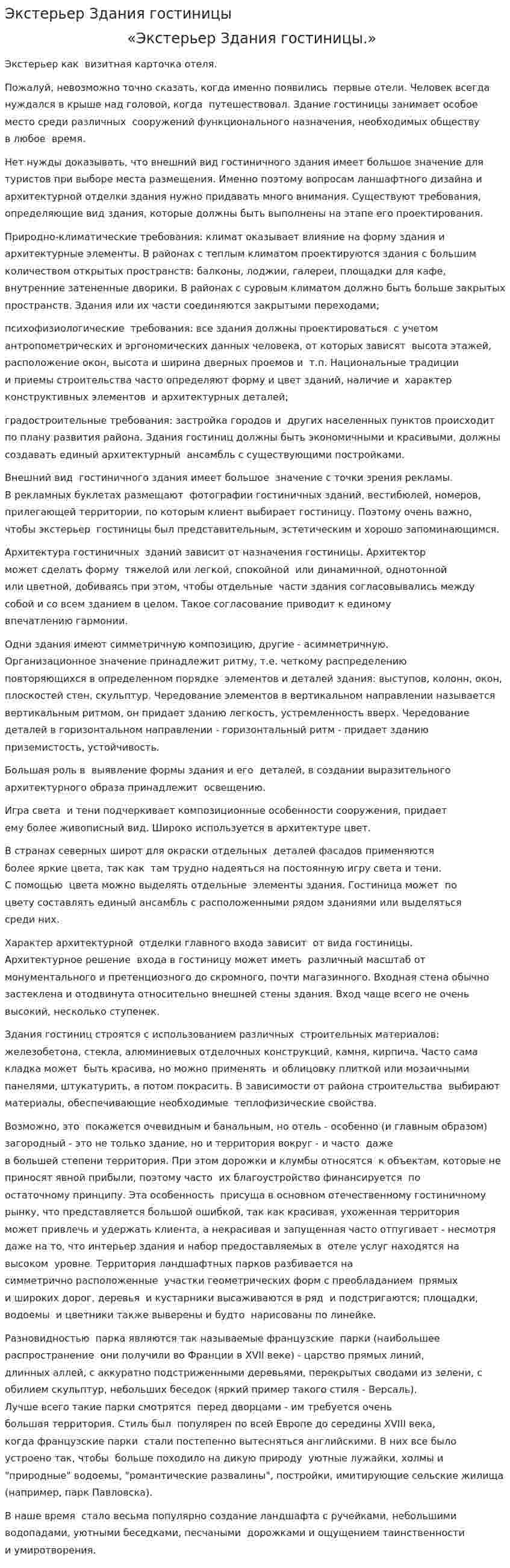 Экстерьер Здания гостиницы