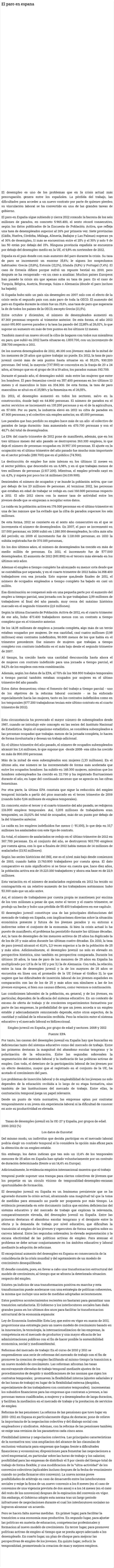 El paro en espana