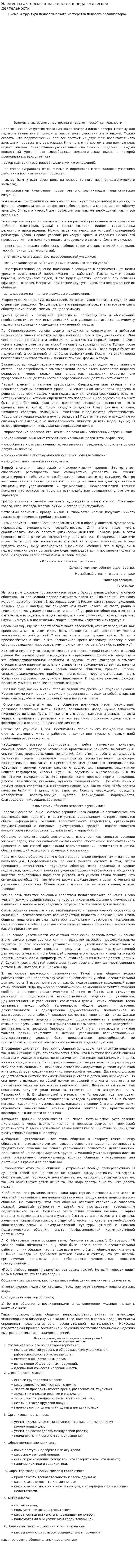 Элементы актерского мастерства в педагогической деятельности