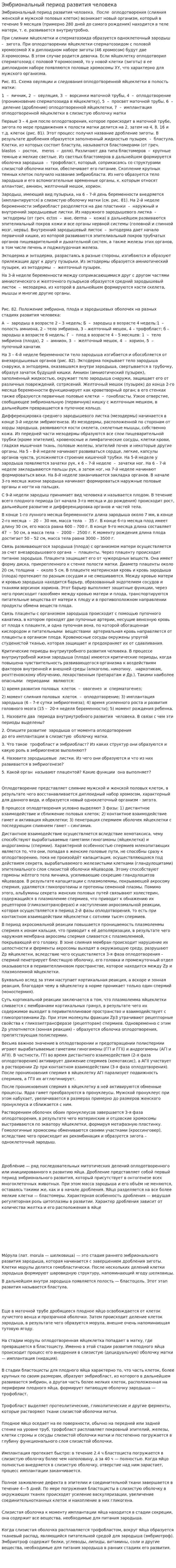 Эмбриональный период развития человека