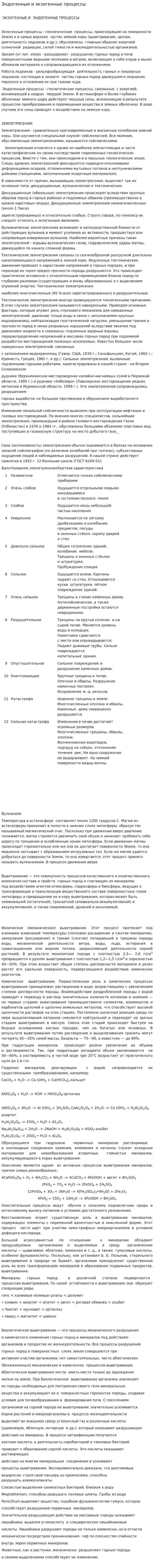 Эндогенные и экзогенные процессы