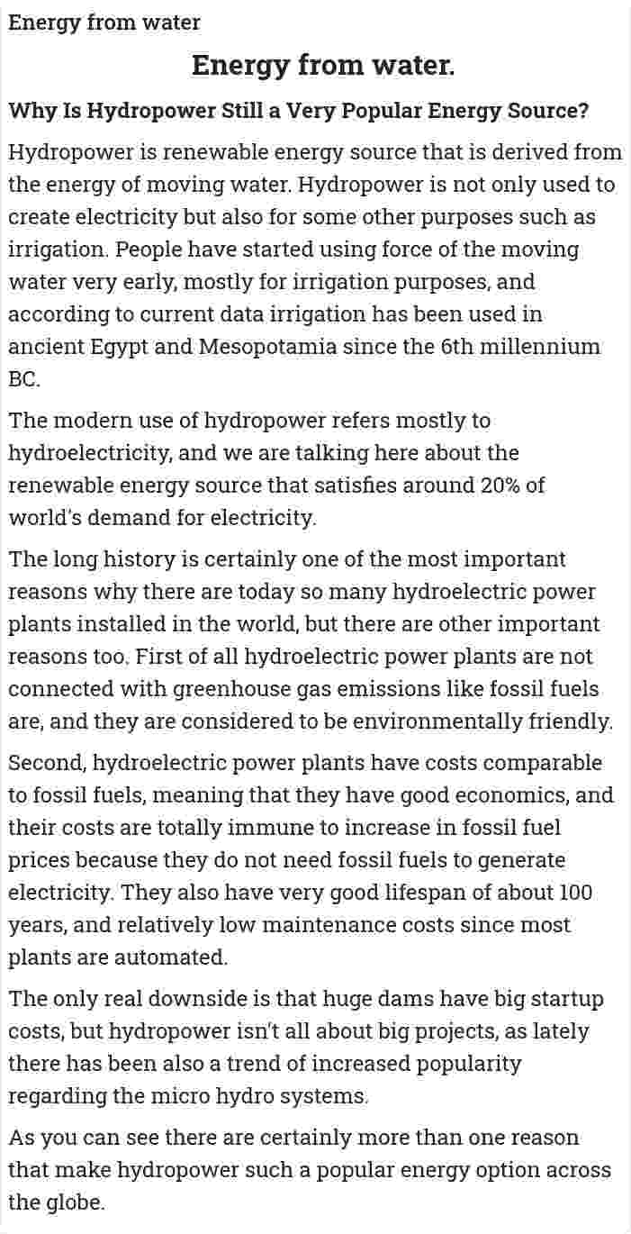 Energy from water