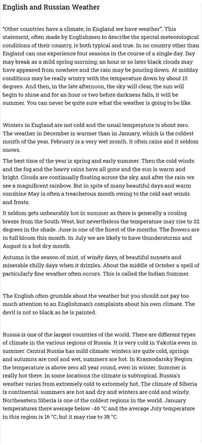 English and Russian Weather