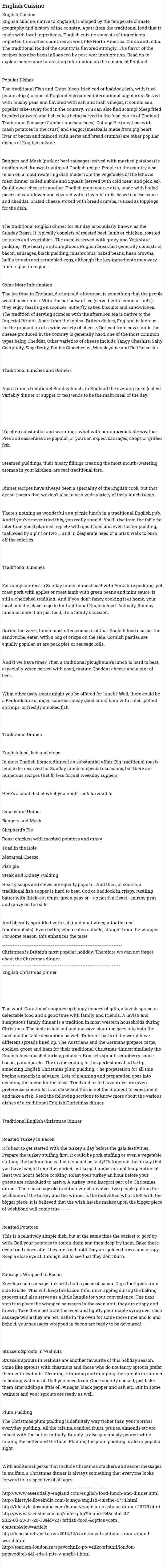 English Cuisine