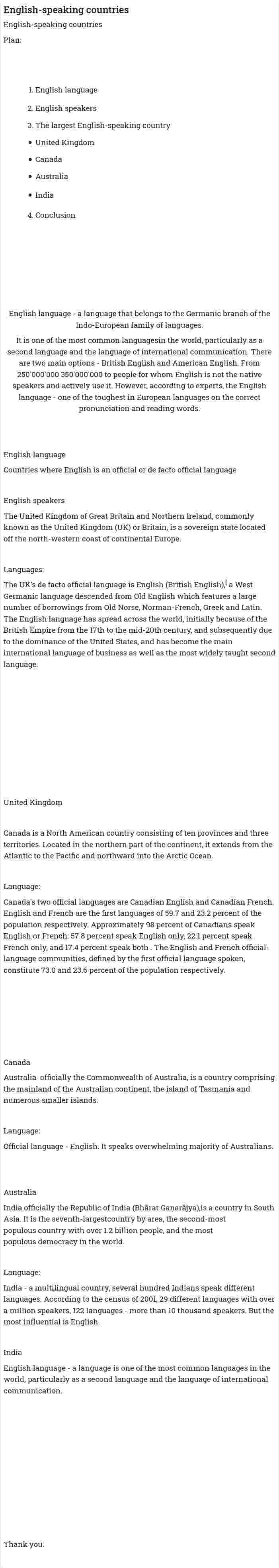 English-speaking countries. 2