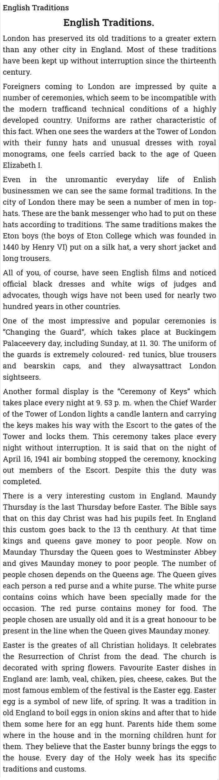 English Traditions