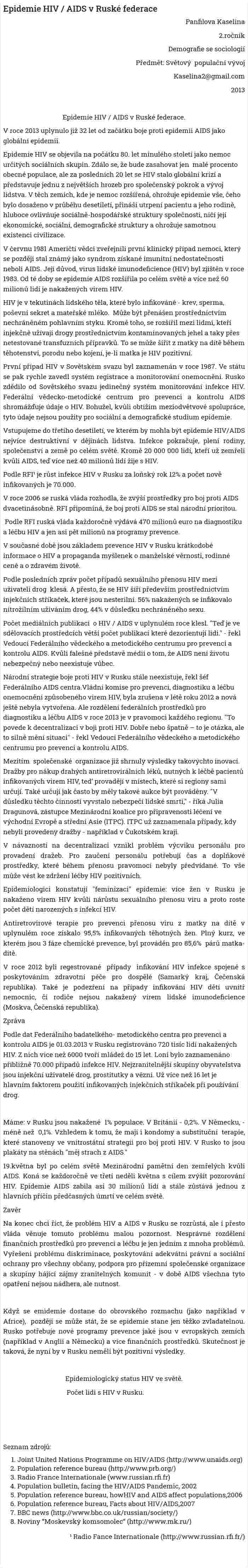 Epidemie HIV / AIDS v Ruské federace