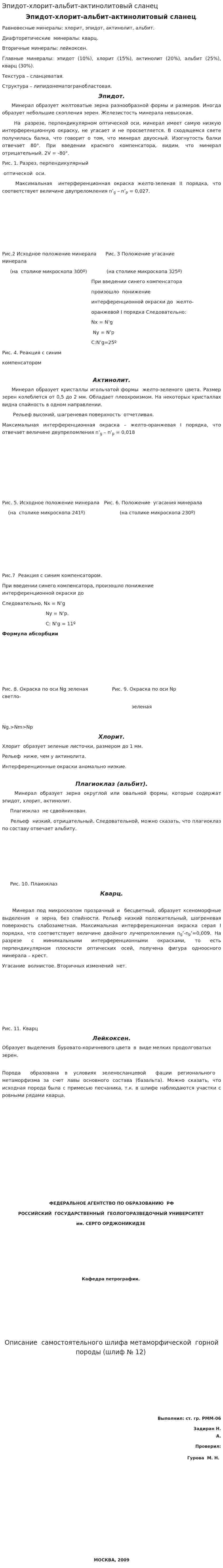 Эпидот-хлорит-альбит-актинолитовый сланец