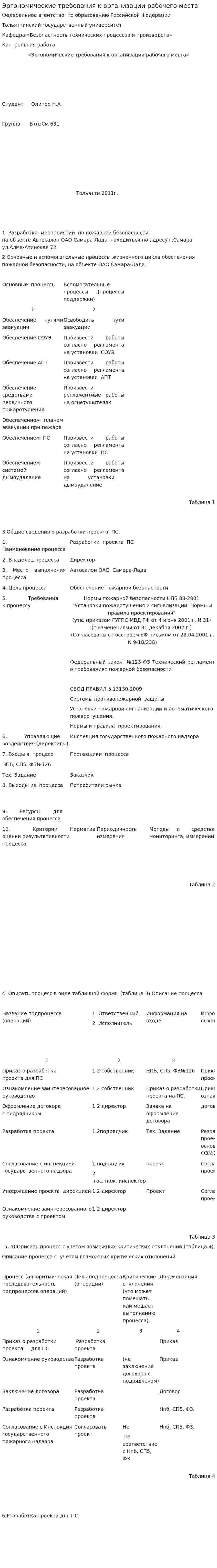 Эргономические требования к организации рабочего места