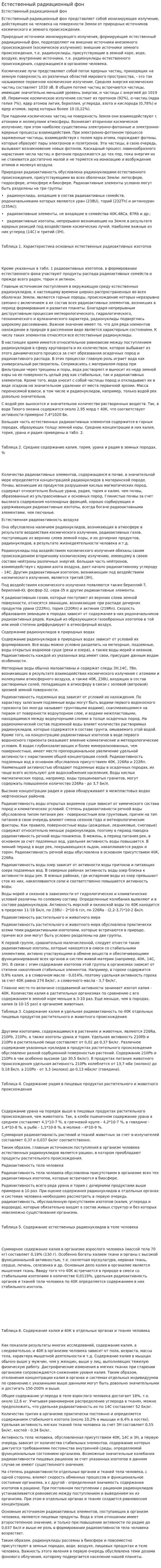 Естественный радиационный фон