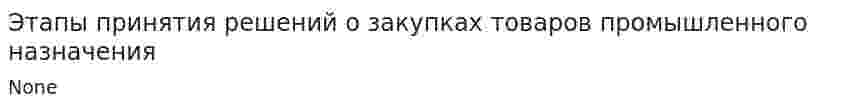 Этапы принятия решений о закупках товаров промышленного назначения