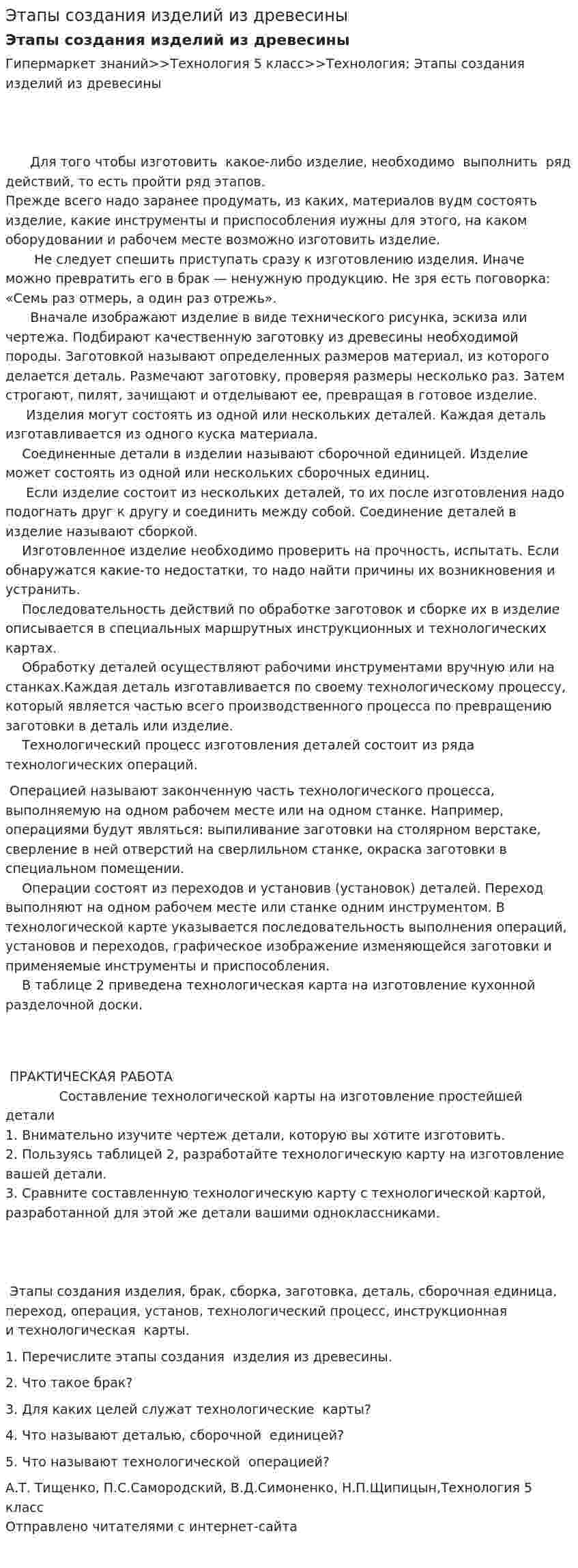 Этапы создания изделий из древесины