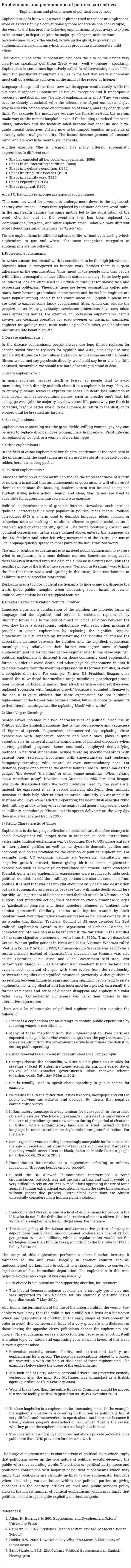Euphemisms and phenomenon of political correctness