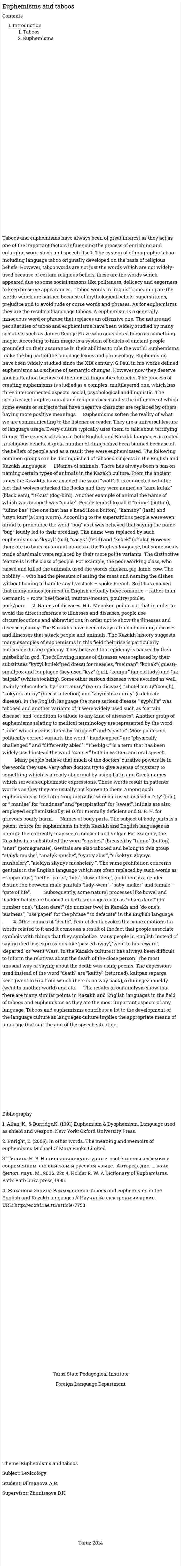Euphemisms and taboos